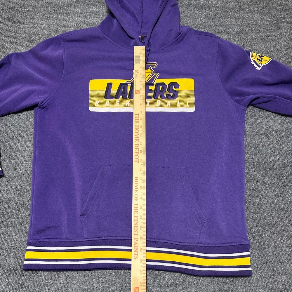 NBA Los Angeles Lakers Hoodie Mens XL Purple Basketball Pullover Striped Trim - Picture 8 of 8